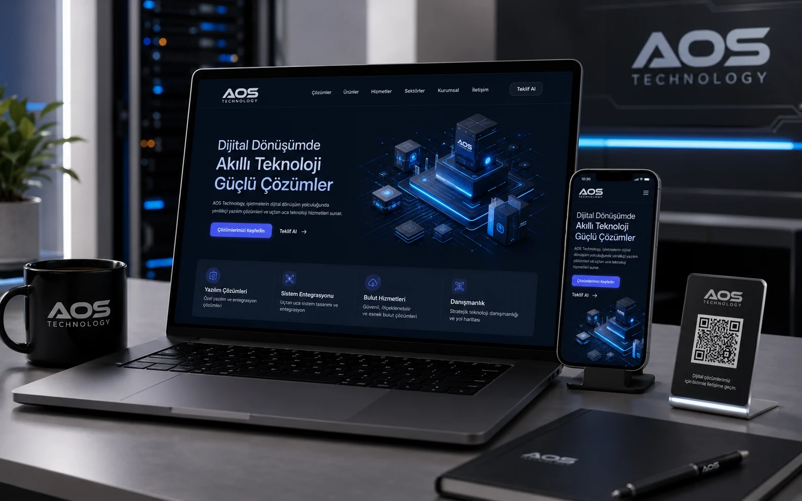 AOS Technology web sitesi proje görseli