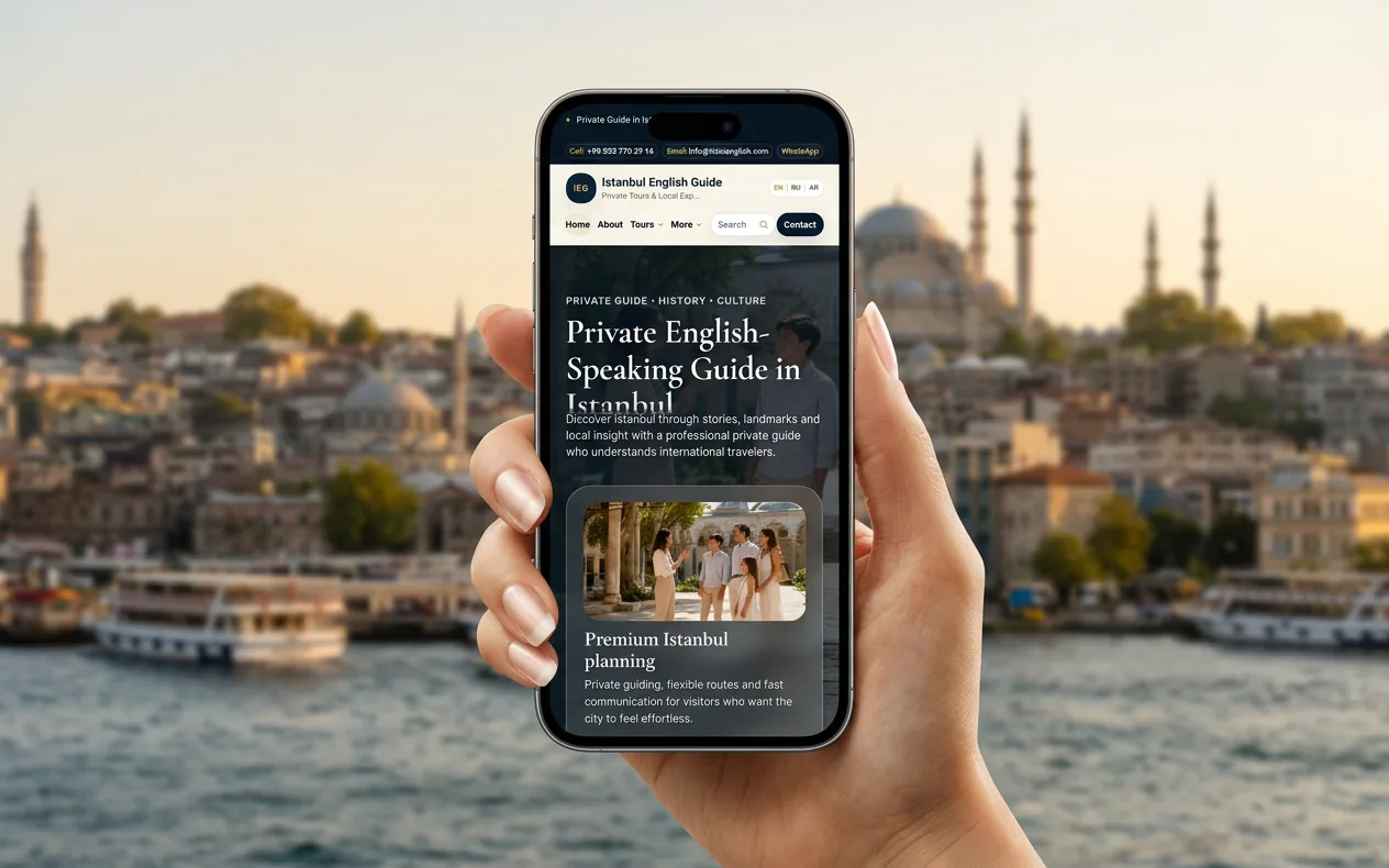 Istanbul English Guide Web Sitesi – Web Tasarım projesi mockup görseli