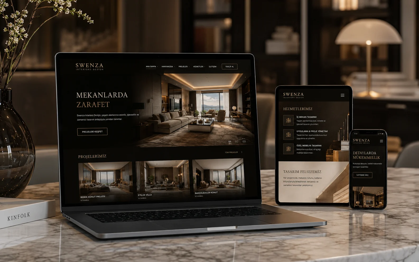 Swenza Interiors Design web sitesi proje görseli