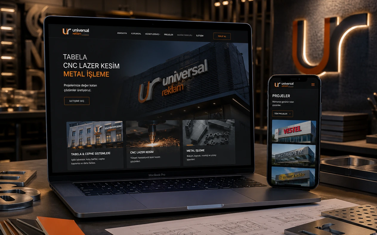 Universal Reklam Web Sitesi ve SEO projesi mockup görseli